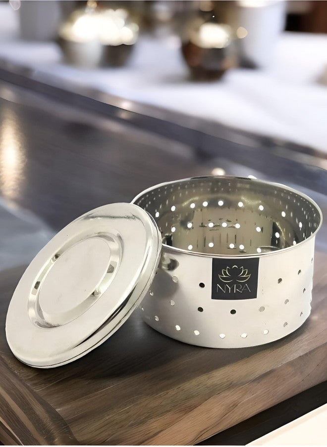 Nyra Kitchenware Stainless Steel Round Colander with Lid - Image 1
